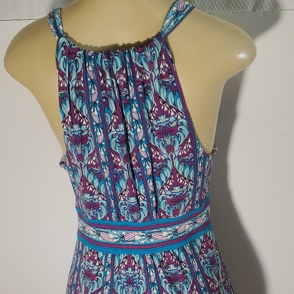 NWT Studio M Elegant Blue and Purple Patterned Dress Size S - Picture 6 of 13